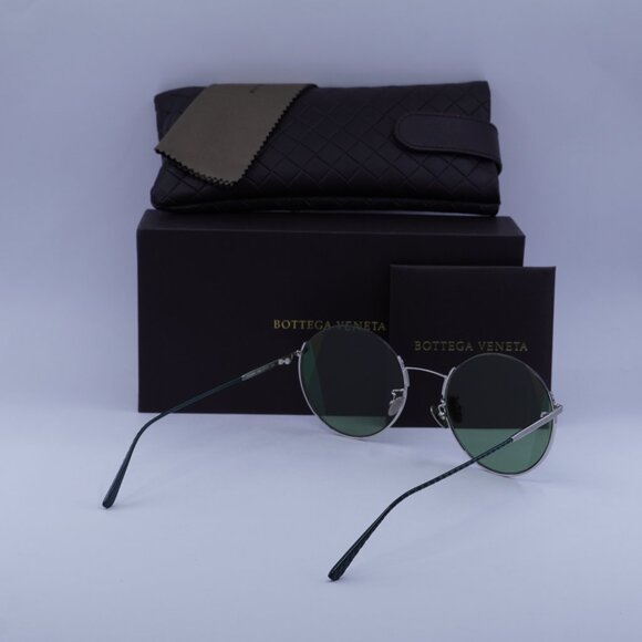 Bottega Veneta BV0246S 004 Round Sunglasses - Silver \\ Green main image 4